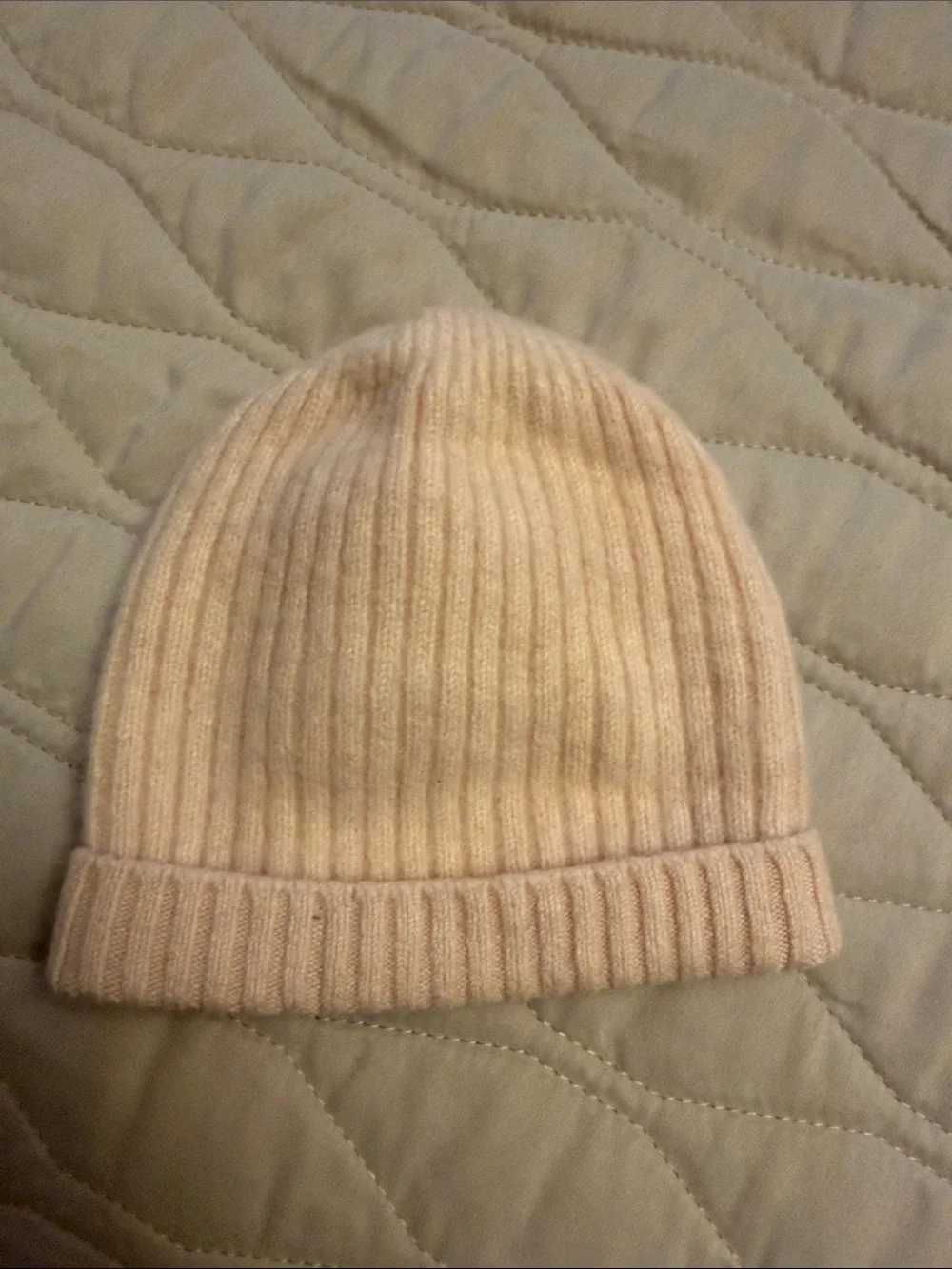 Baby CZ Cream Cashmere Ribbed Knit Baby Beanie